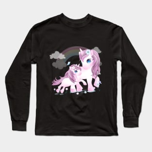 hand drawn cute unicorn mother daughter tshirt Long Sleeve T-Shirt